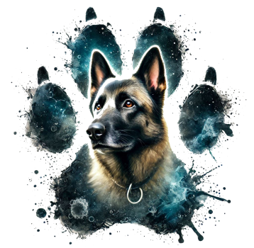 Preview: Aufdruck mit Malinois in einer Pfote